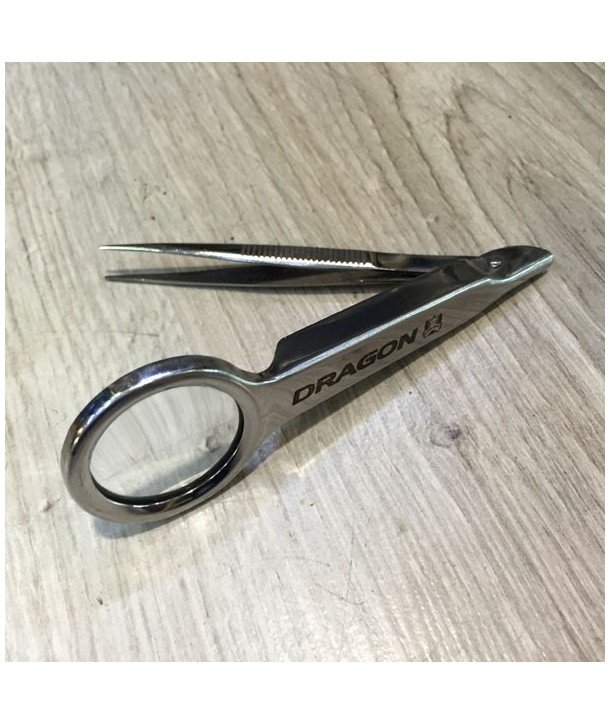 Pinza de acero en punta, con lupa, aprox. 15cm